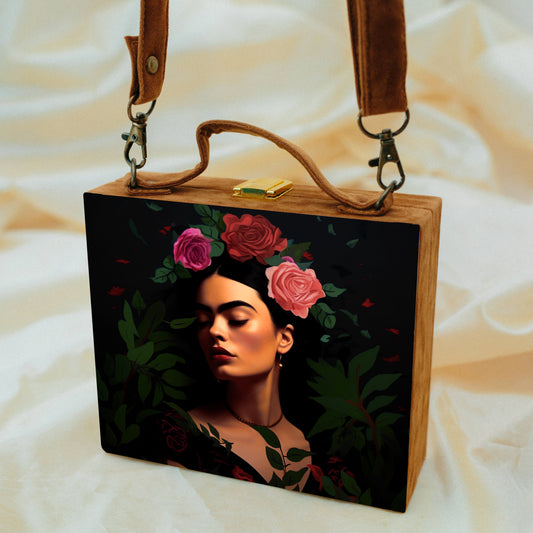 Rose-Women Portrait Suitcase Style Clutch