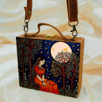 Night Scenery Printed Suitcase Style Clutch