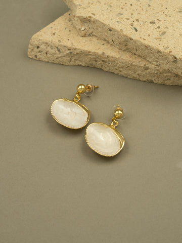 Artklim Oval Textured Anti Tarnish Earrings