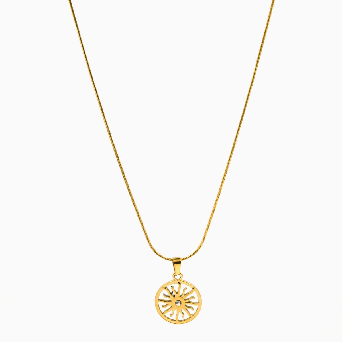 Artklim Gold Plated Radiant Sun Pendant Necklace