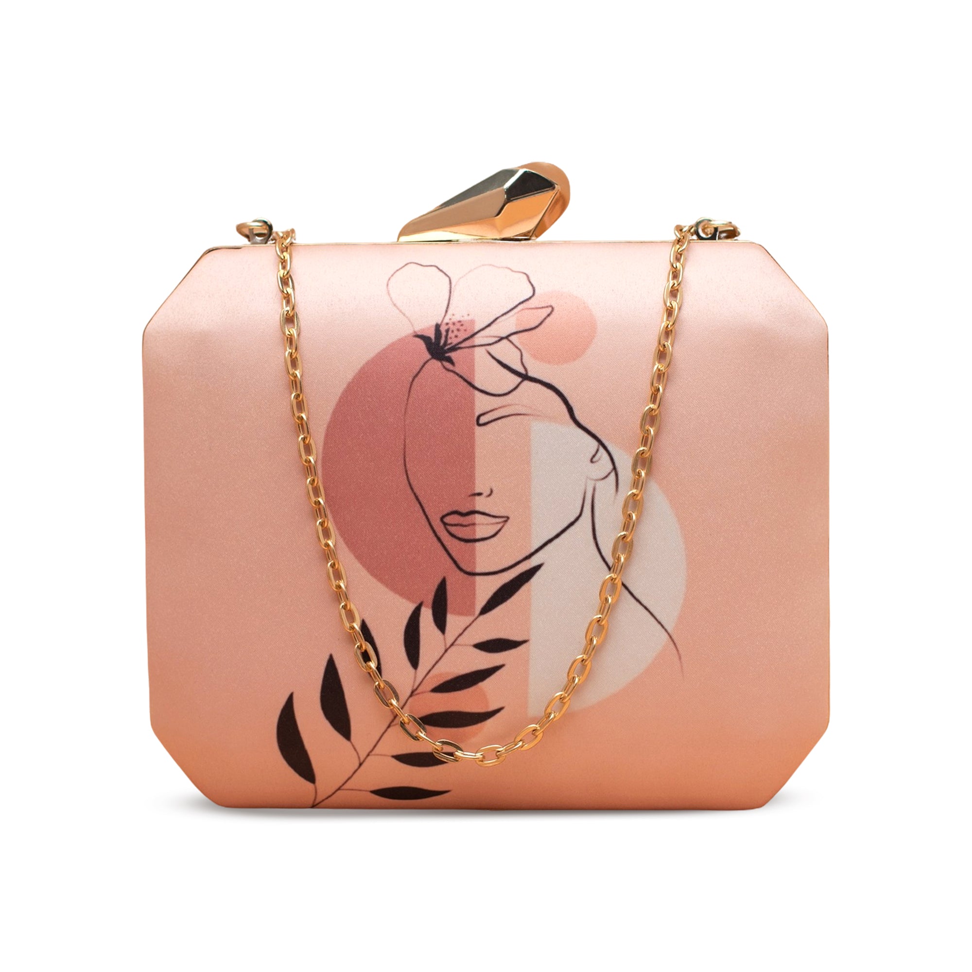 Artklim Blush Outline Floral Printed Clutch