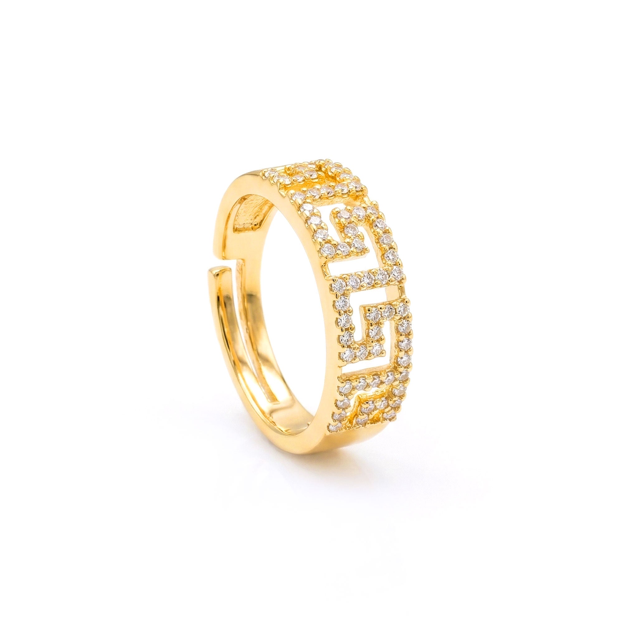 Artklim Gold-Plated Greek Key Design Anti-Tarnish Ring