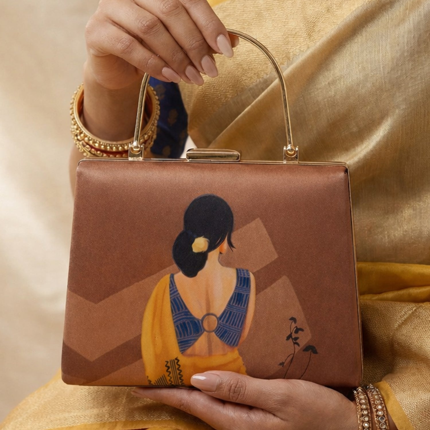 Artklim Indian Women Portrait Printed Clutch
