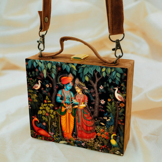 Radha Krishna Printed Suitcase Style Clutch