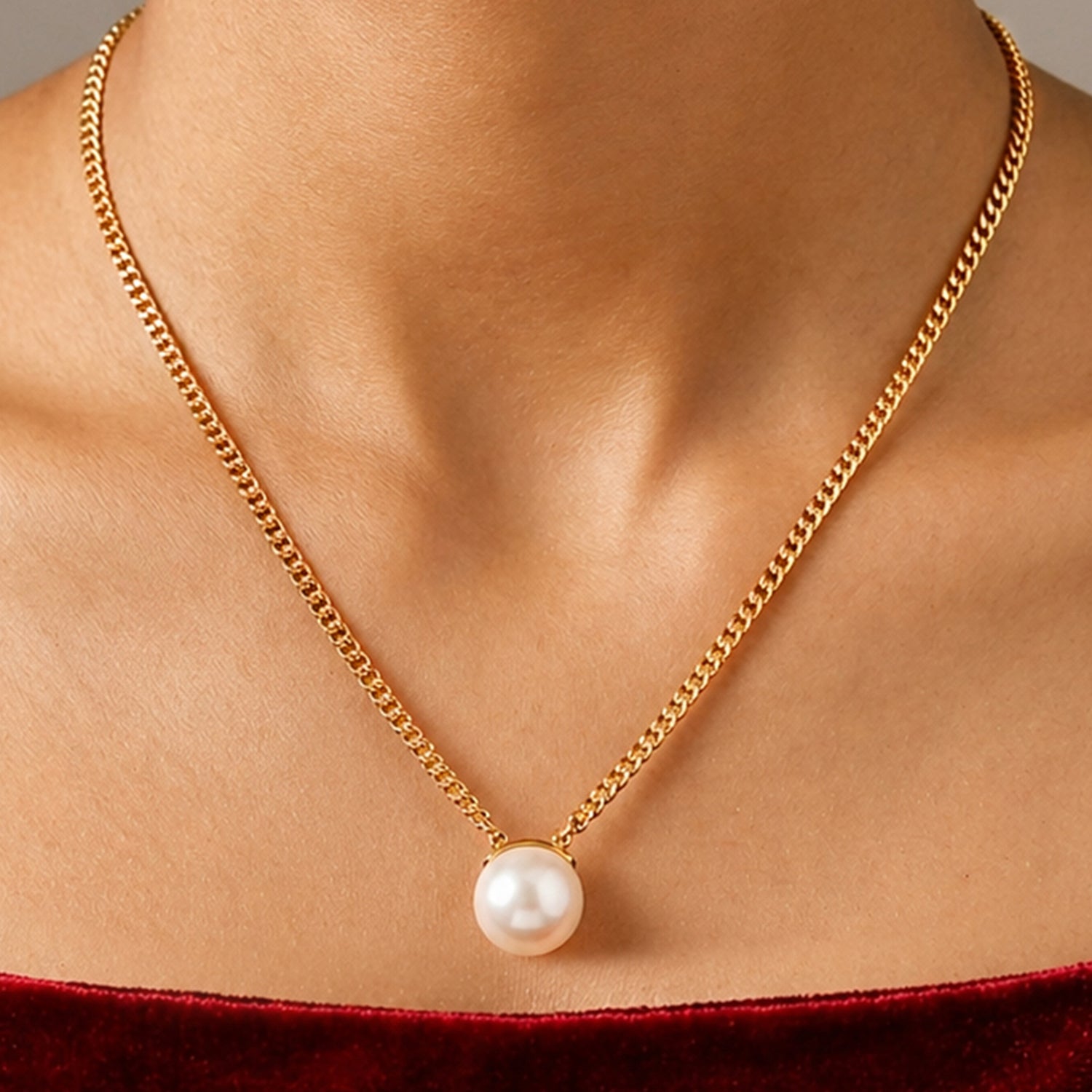 Artklim Elegant Pearl Pendant Gold Anti-tarnish Necklace
