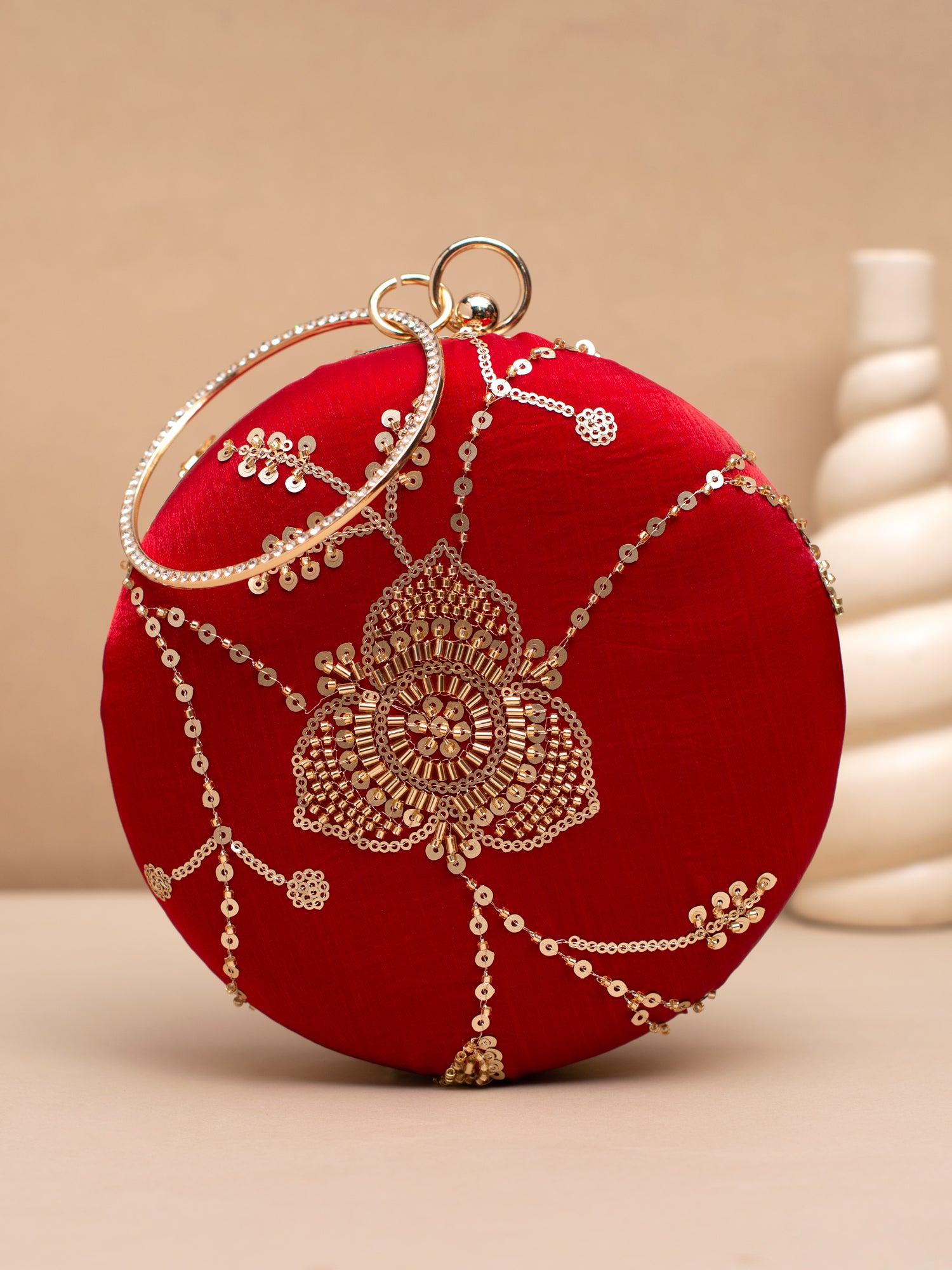 Artklim Festive Floral EmbroideryRound Clutch