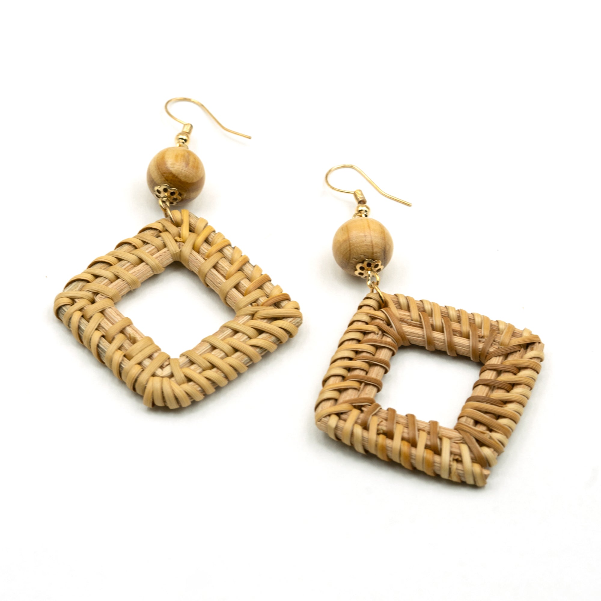 Artklim Boho Rattan Square Earrings