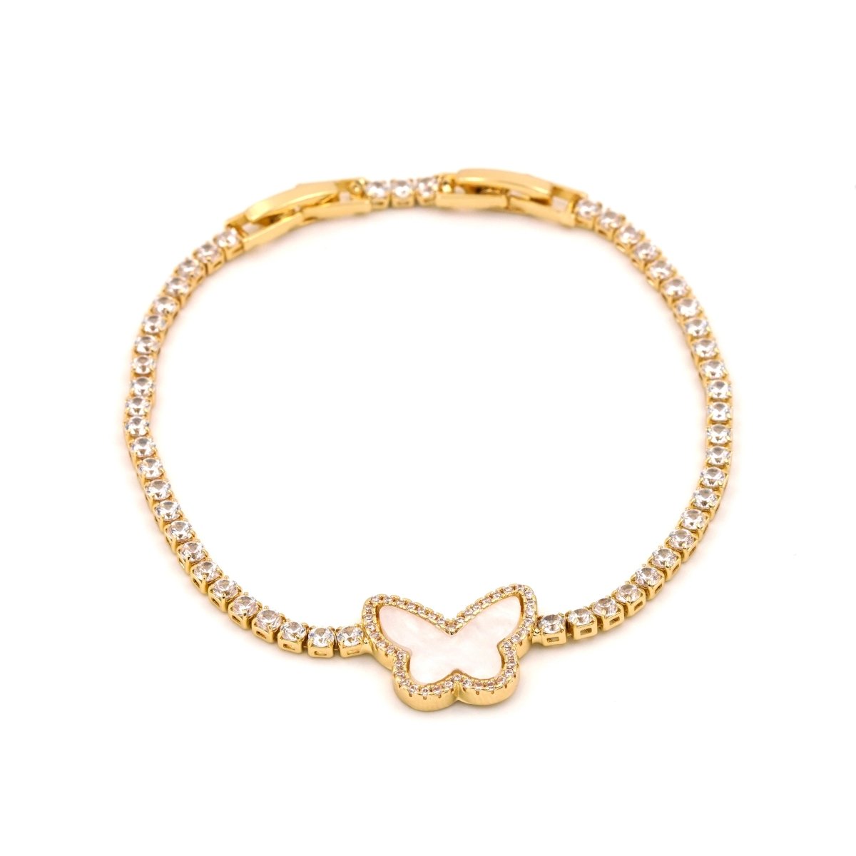 Artklim Gold Plated White Butterfly MOP Bracelet