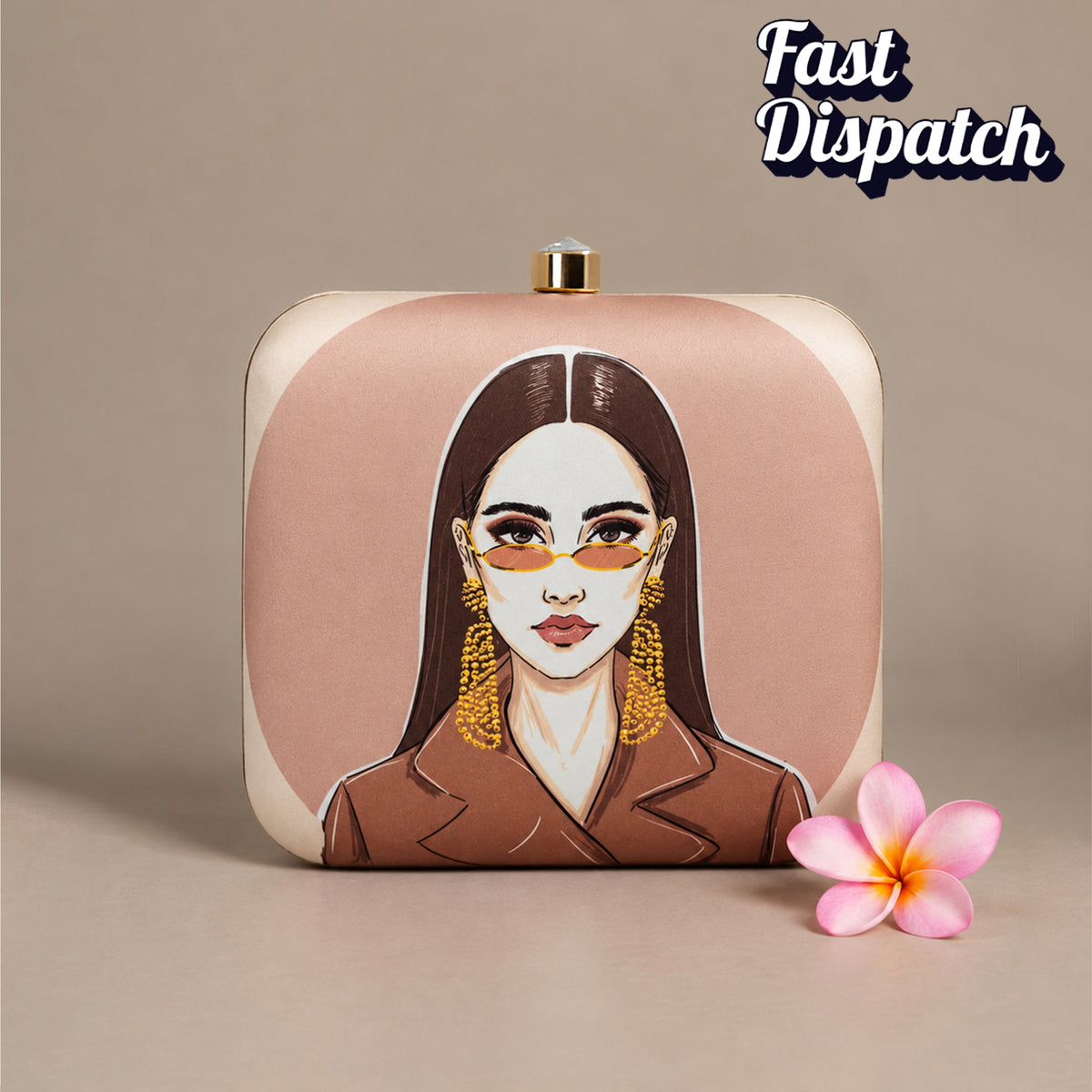 Artklim Elegant Woman Portrait Printed Clutch