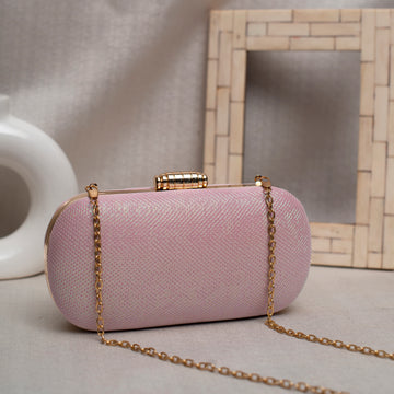 Baby Pink Shimmery Fabric Clutch