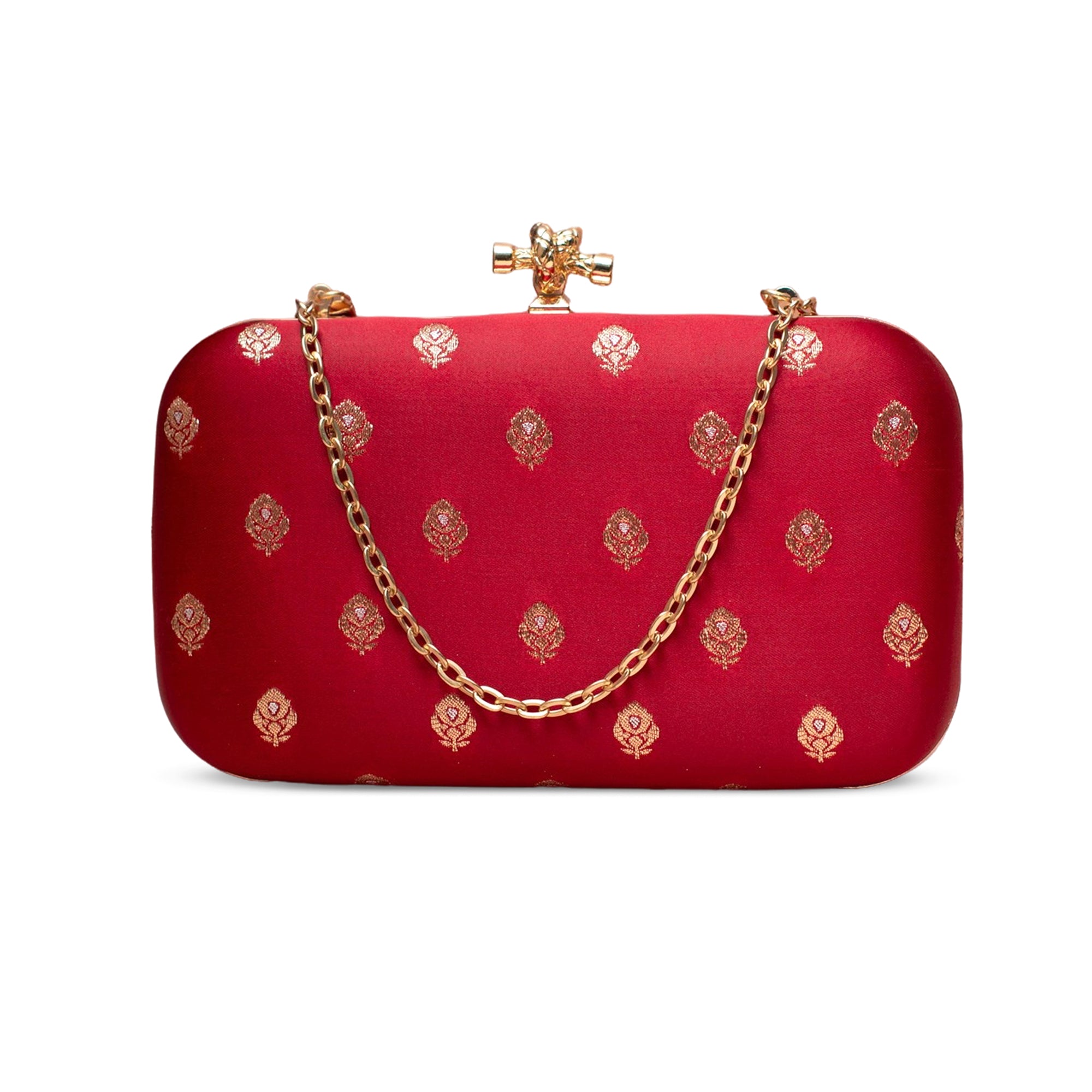 Artklim Wine Bloom Embellished Embroidered Clutch