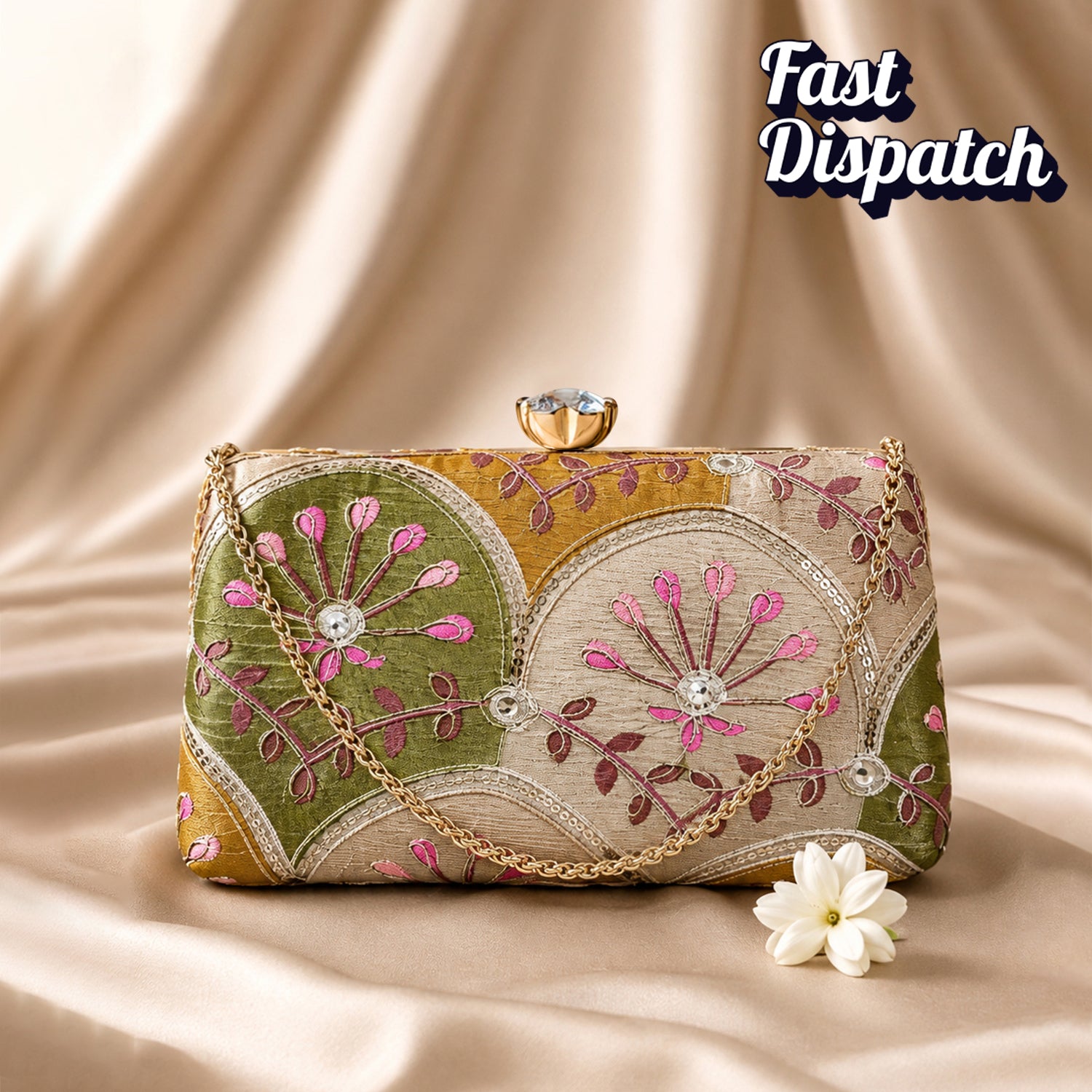 Artklim Royal Floral Embroidered Clutch Bag
