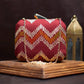 Red Zigzag Embroidery Fabric Clutch