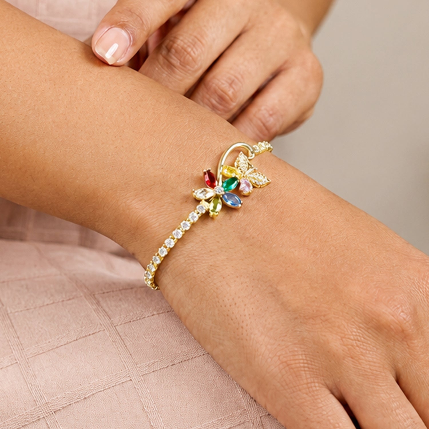 Artklim Multicolor Butterfly Sparkle Anti-Tarnish Bracelet