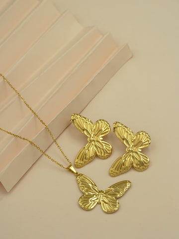 Artklim Golden Butterfly Jewelry Anti Tarnish Set