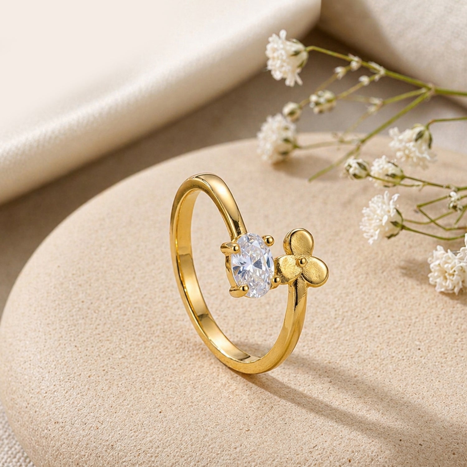 Artklim Gold Floral Grace OpenAnti-Tarnish Ring