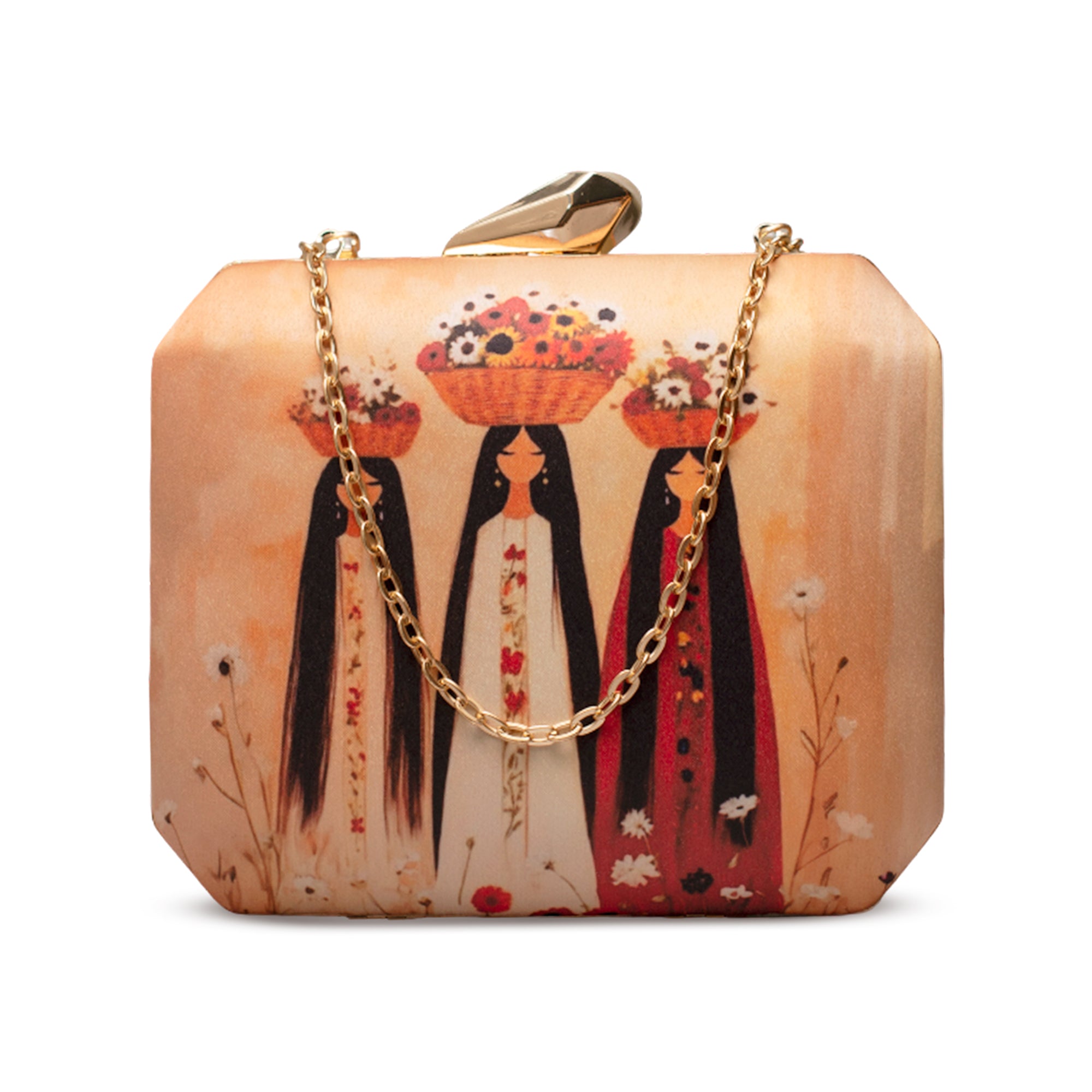 Artklim Three Ladies floral Printed Clutch