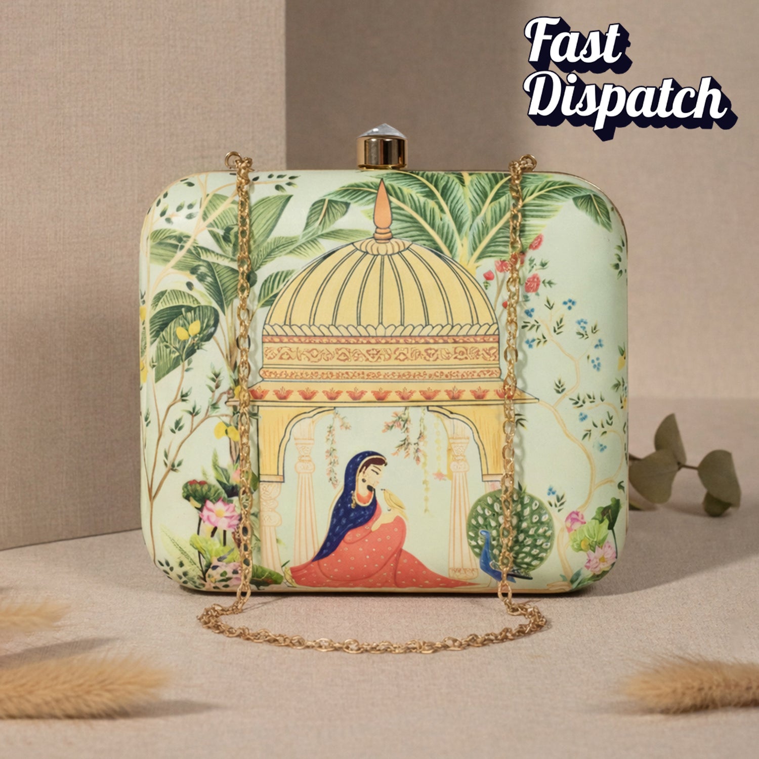 Artful Theme Printed Clutch