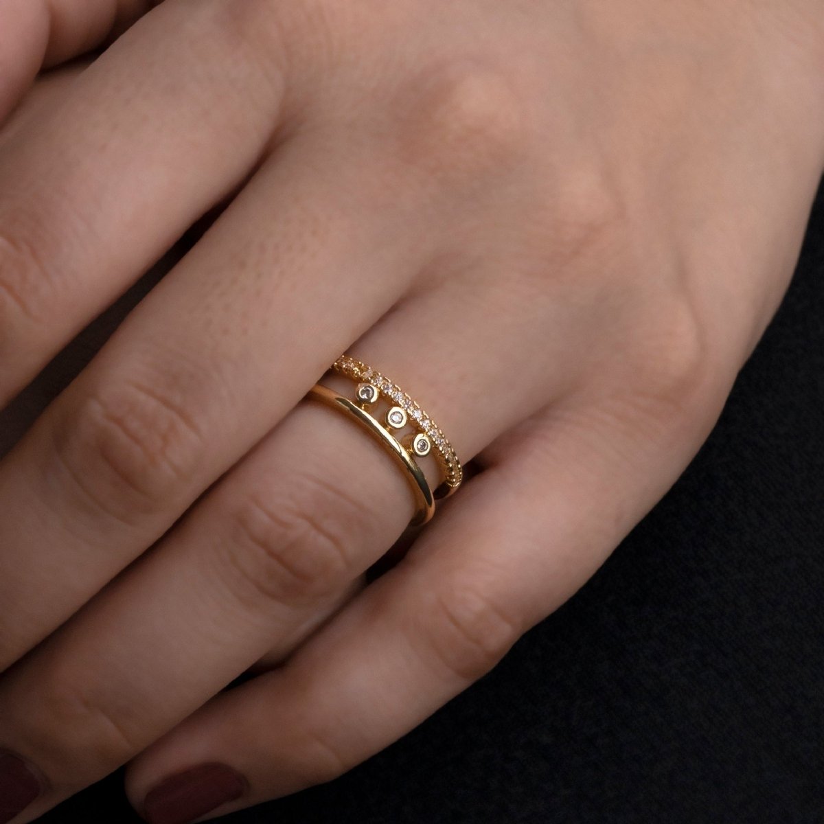 Artklim Designer Double Band Gold Plated Ring