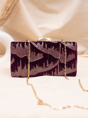 Artklim Midnight Plum Velvet Clutch