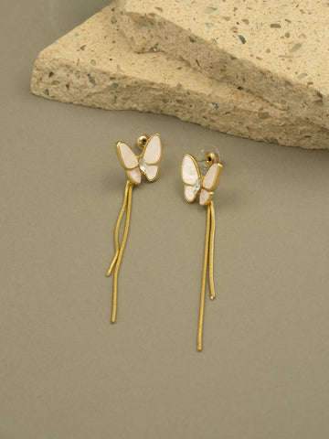 Artklim Butterfly Long Drop Anti Tarnish Earrings