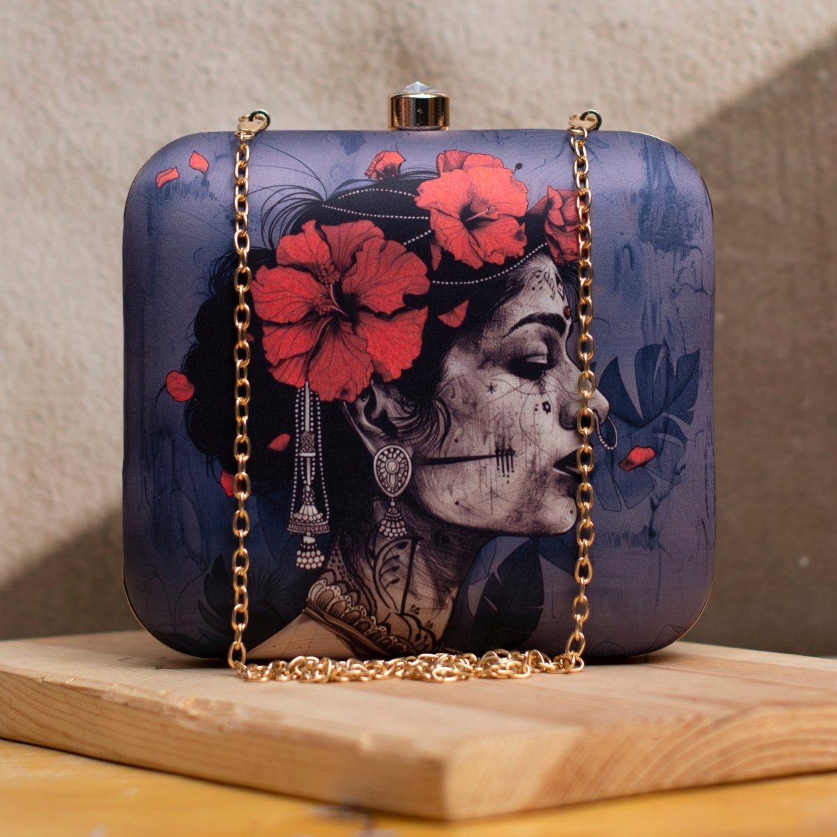Floral Woman Portrait Clutch