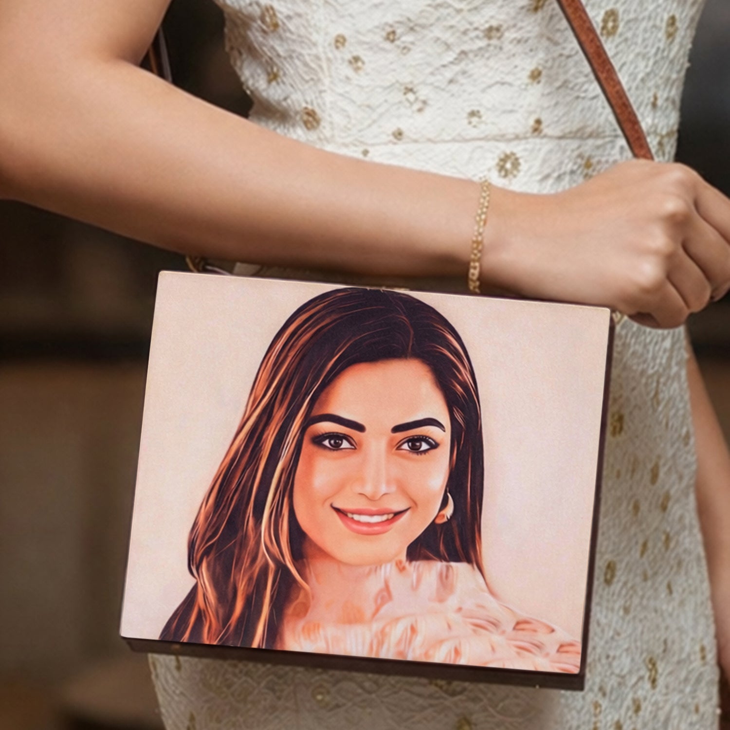Portrait Caricature Personalised Suitcase Style Clutch Bag