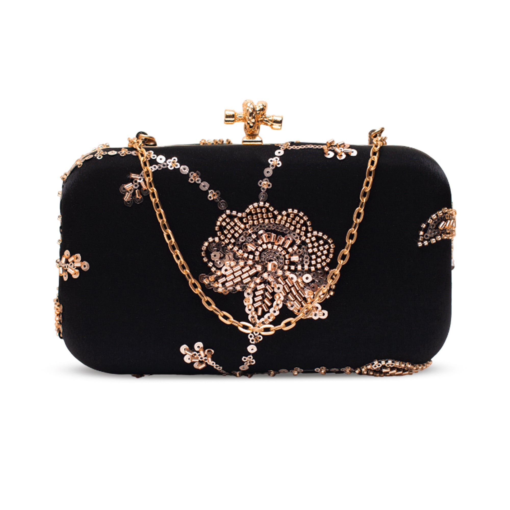 Artklim Royal Black Gold Blossom Clutch