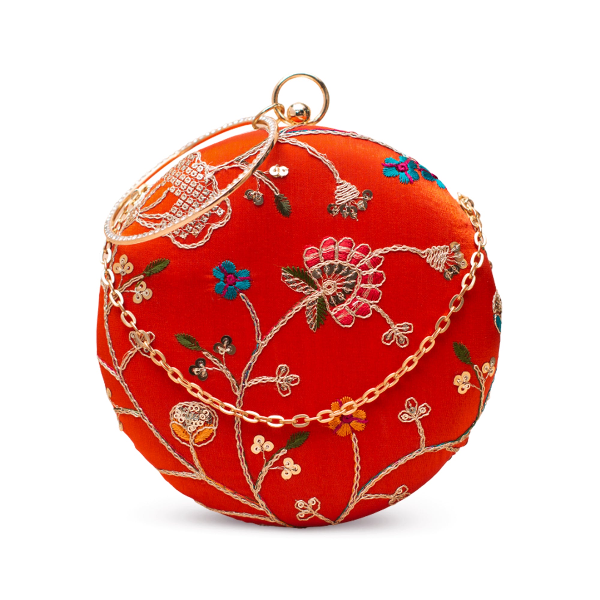 Artklim Red Floral Bright Embroidered Clutch