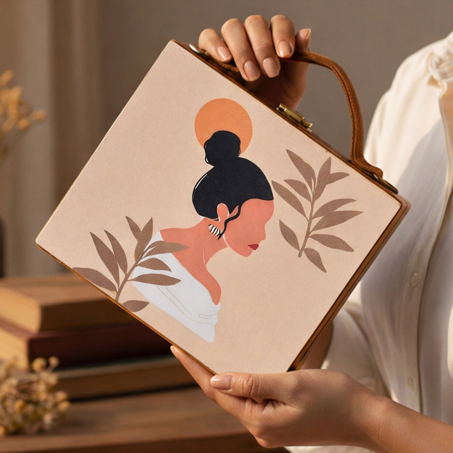 Black Bun Woman Printed Suitcase Style