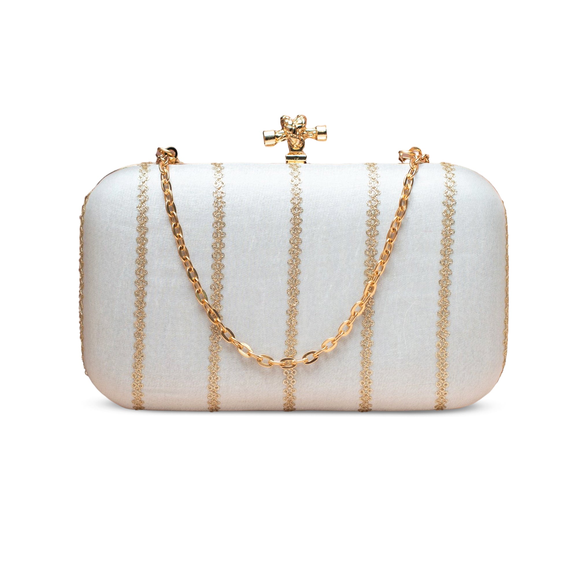 Artklim Pearl White Elegance Embroidered Clutch