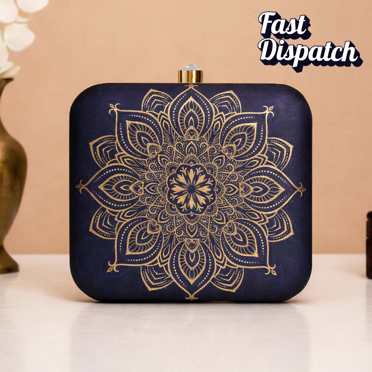 Artklim Gold Mandala Printed Designer Clutch