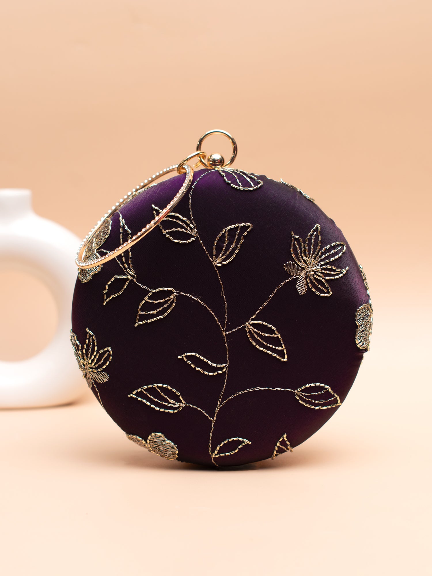 Artklim Purple with Golden Leaf & Floral Trails