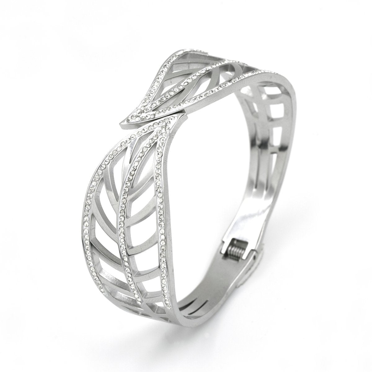 Artklim Silver Plated Studded Designer Bangle Bracelet