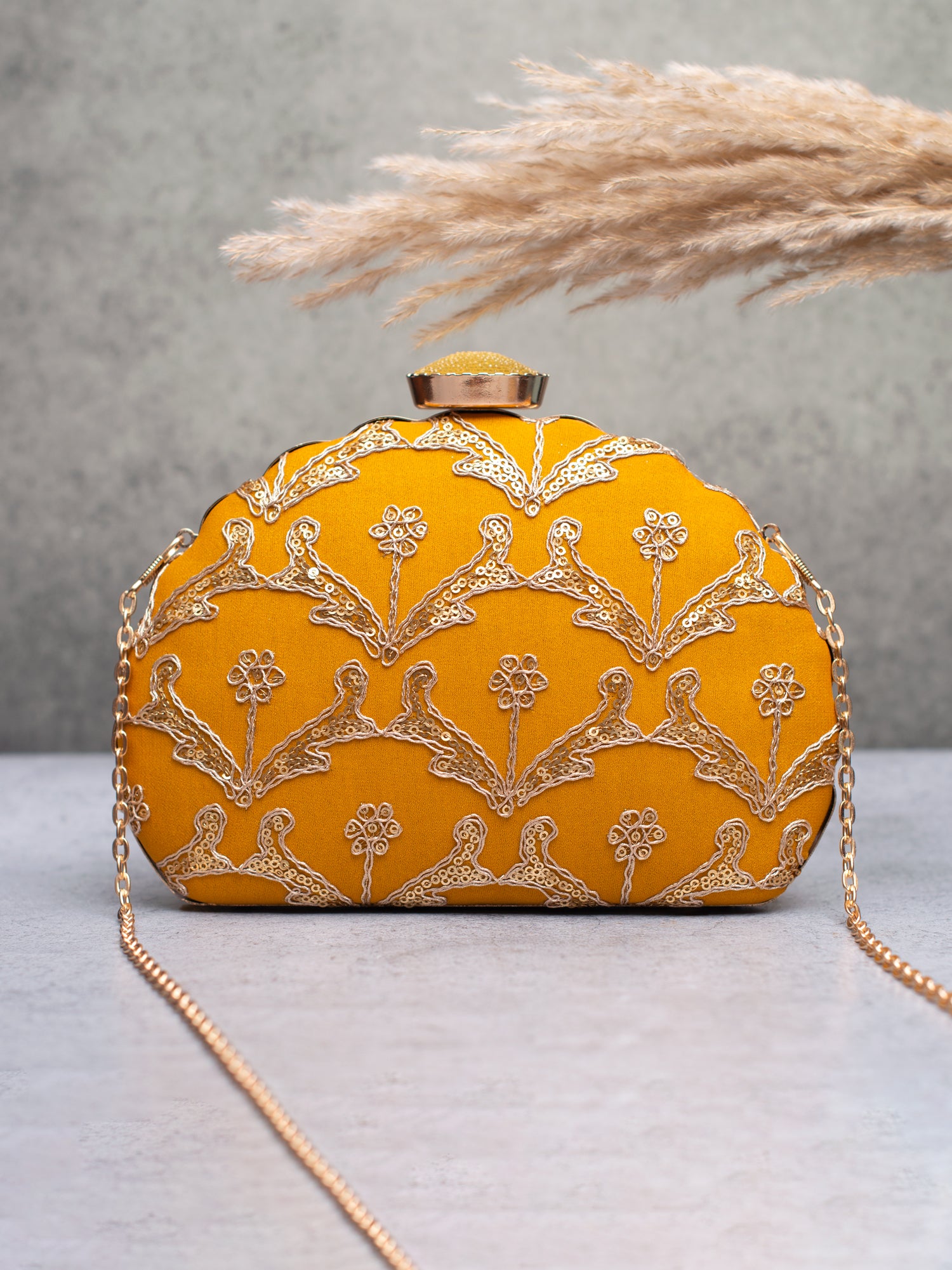 Artklim Golden Mustard Bloom Clutch
