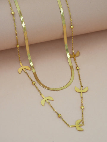 Artklim Sleek Gold Herringbone Chain Necklace