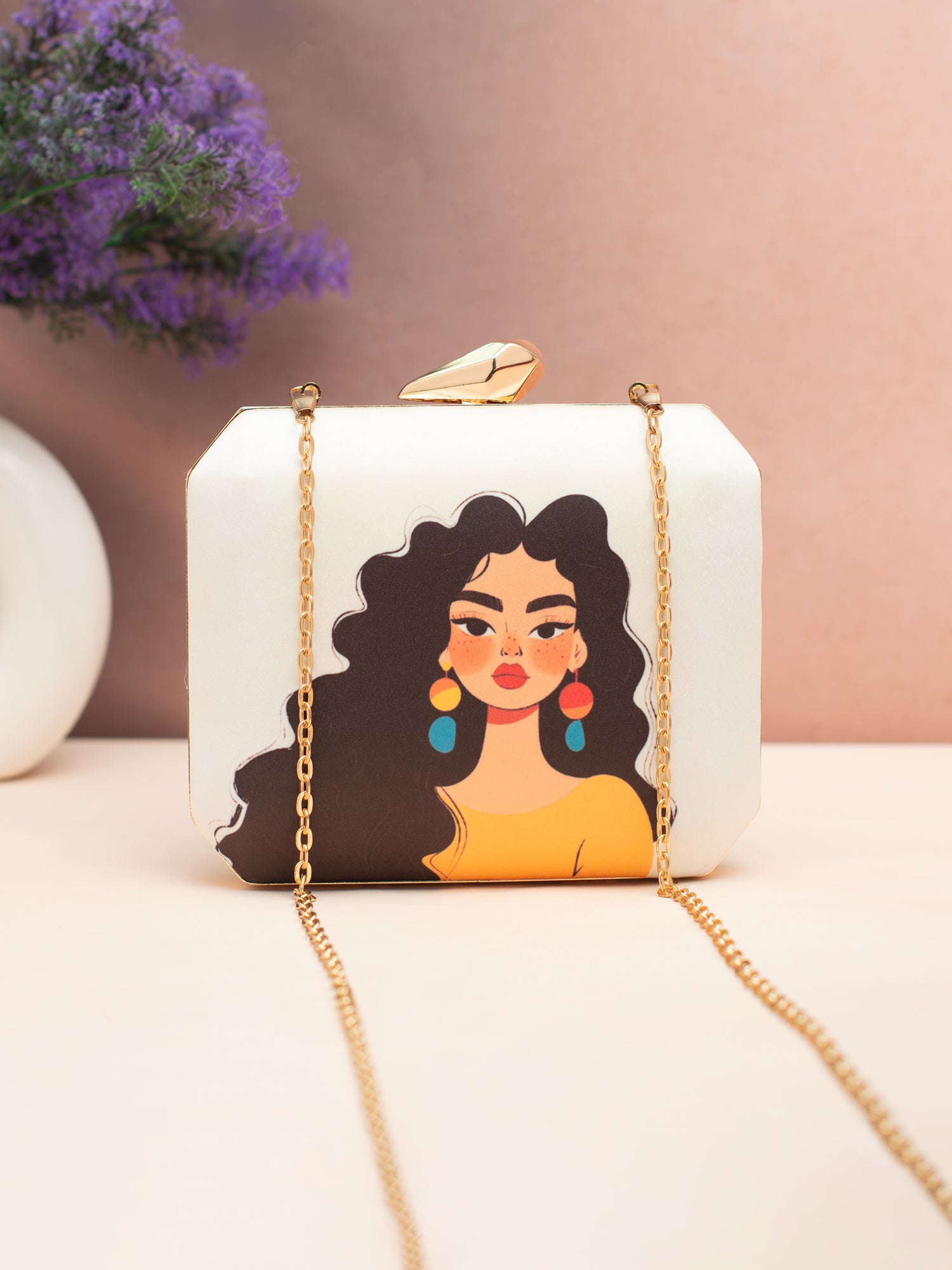 Curly Charm Printed Clutch