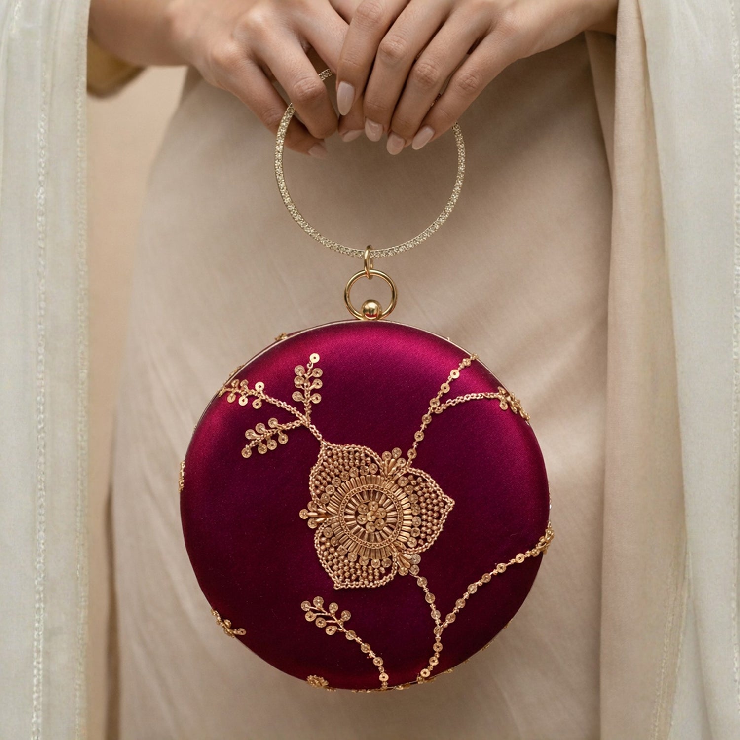 Artklim Crimson Bloom Round Clutch
