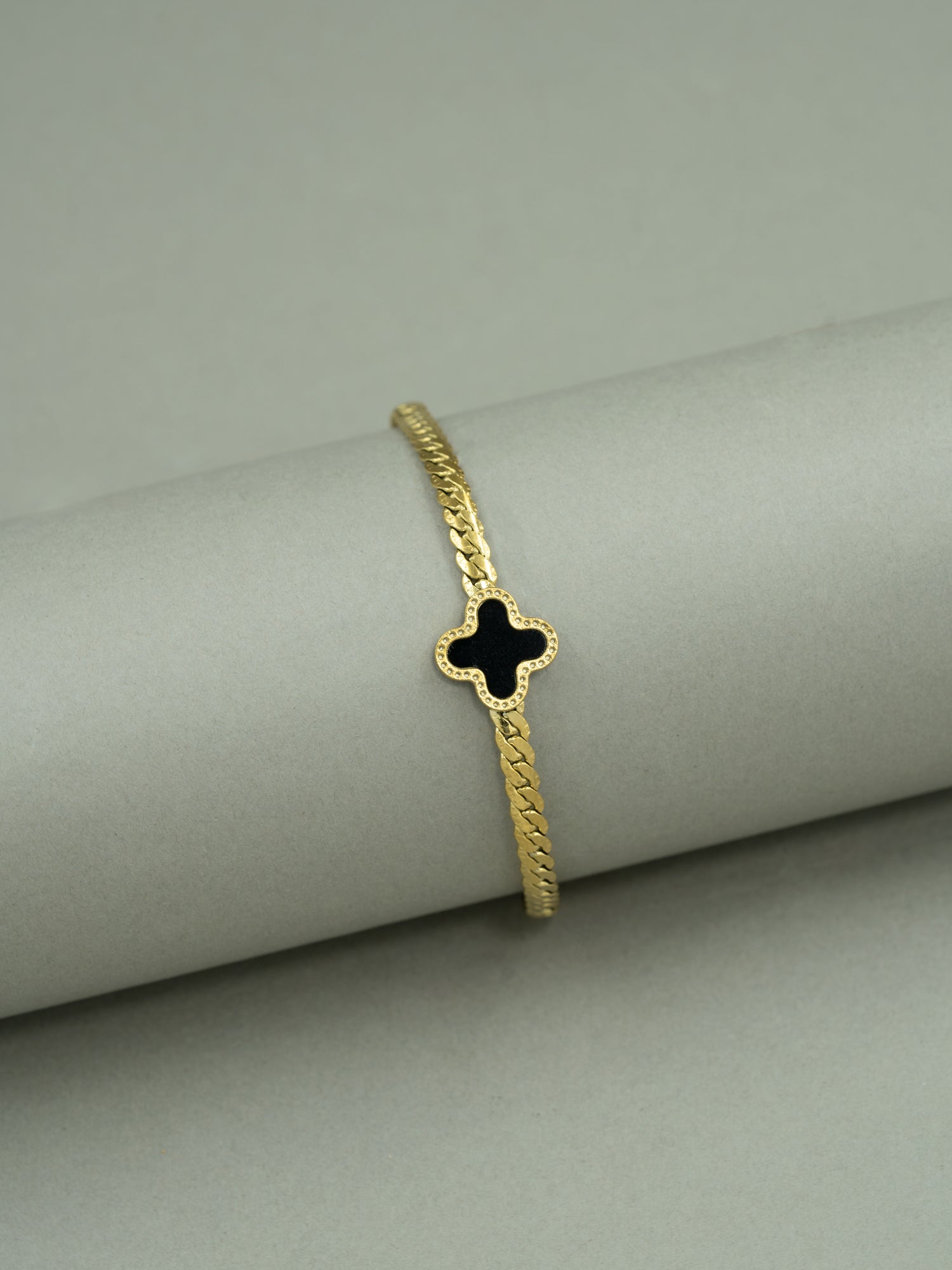 Artklim Gold Plated Anti Tarnish Mystic Black Orbit Bracelet