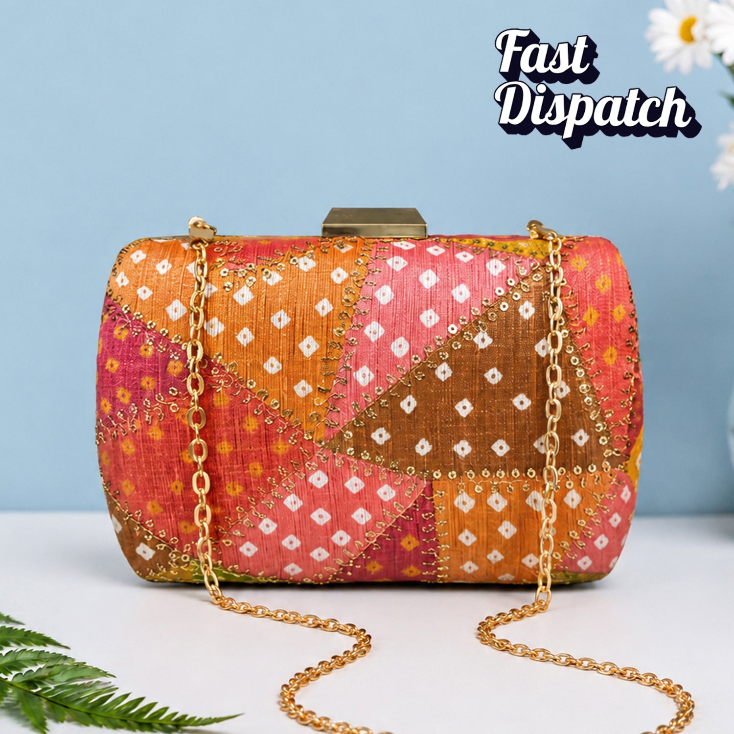 Artklim Multicolor Patchwork Embroidered Designer Clutch