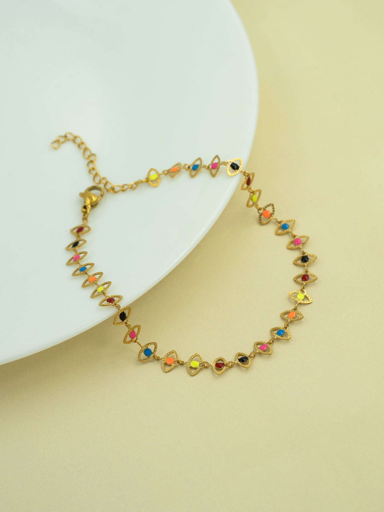 Artklim Gold Plated Geometric Tri Eye Anti Tarnish Anklet