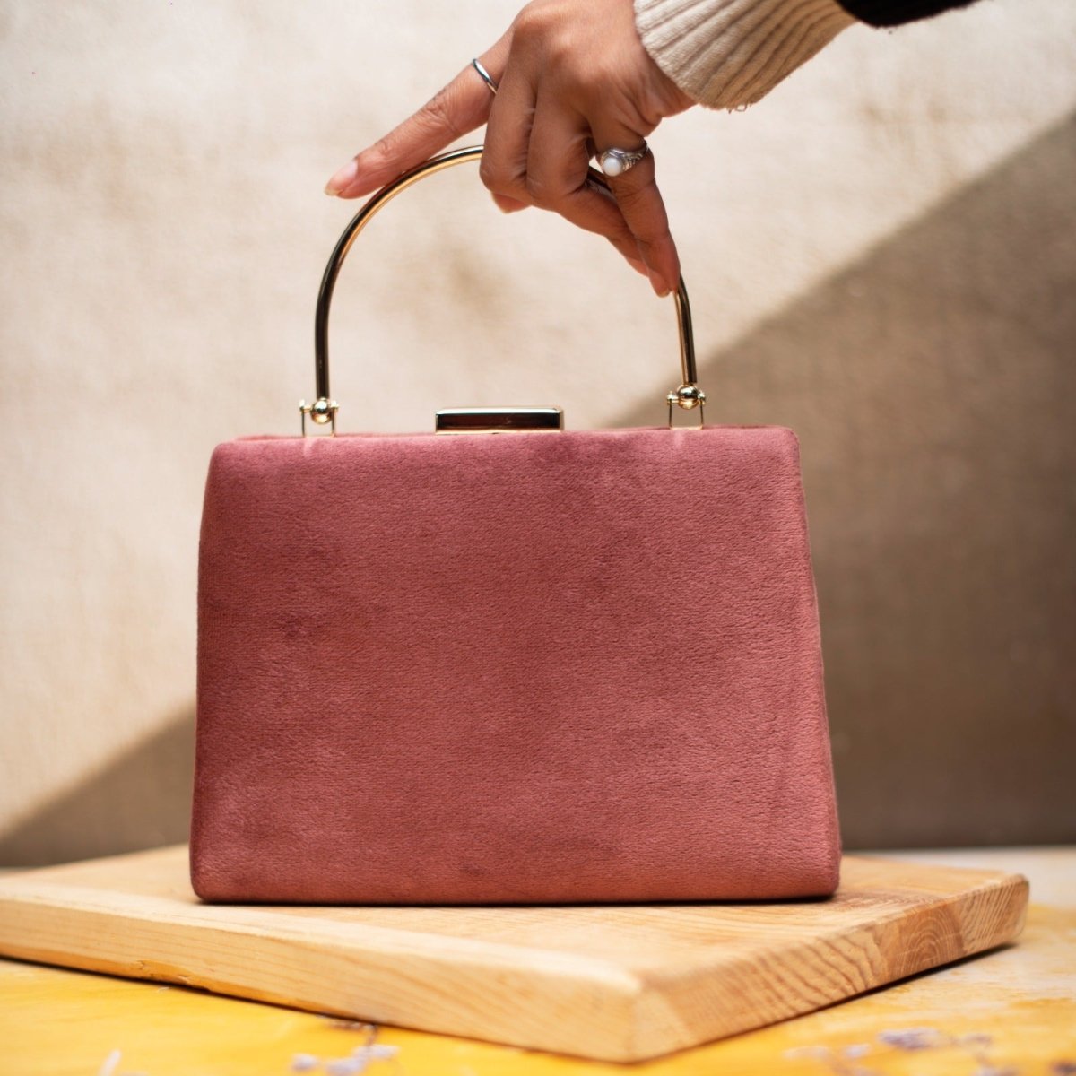 Salmon Pink Fabric Clutch