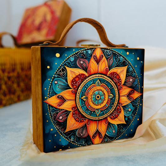 Mandala Printed Suitcase Style Clutch