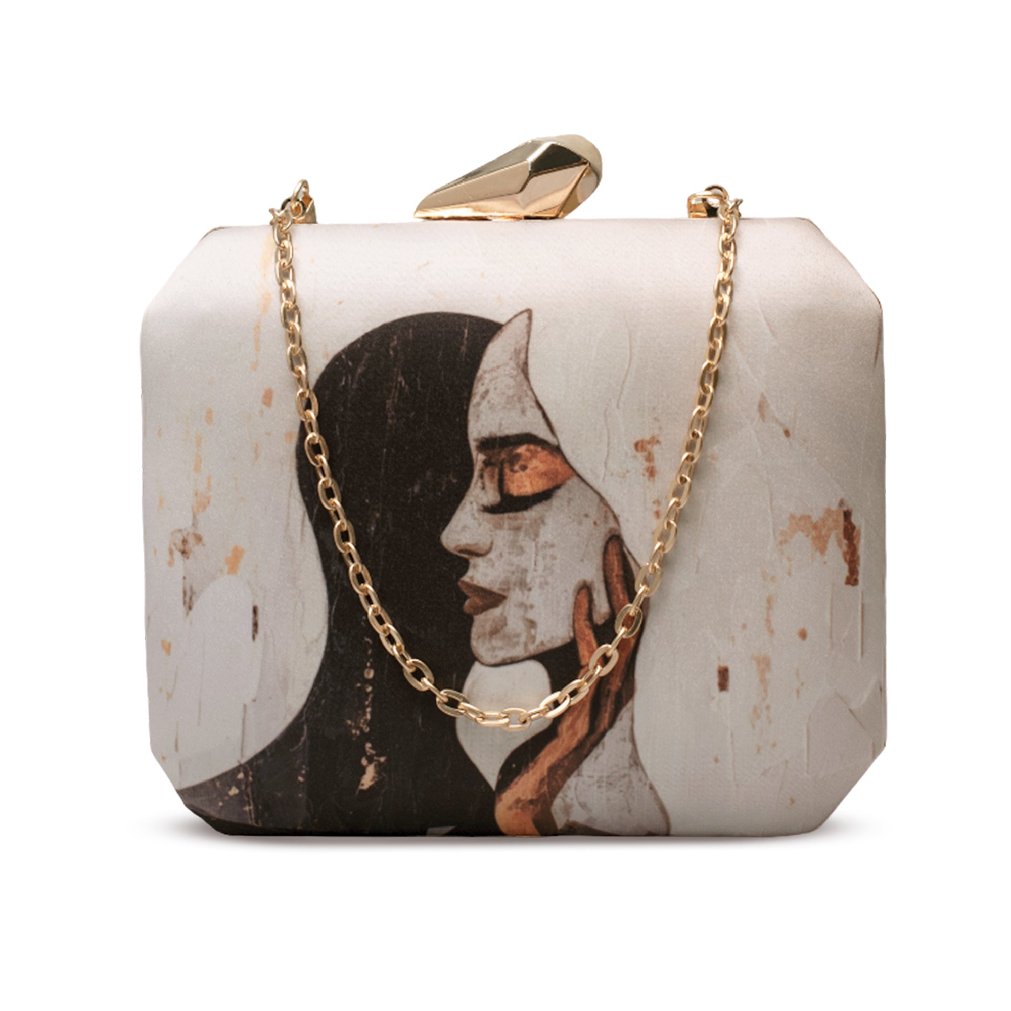 Artklim Two Faces Abstract Love Printed Clutch