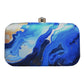 Blue And White Flow Art Printed Clutch
