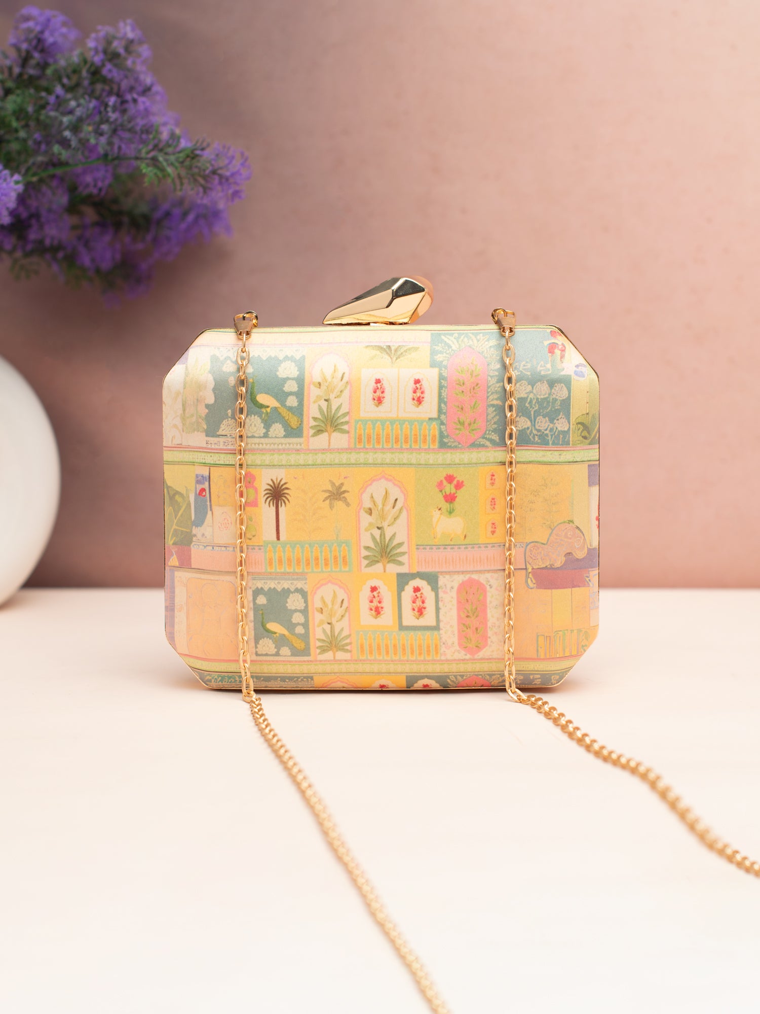 Garden Maze Printed Clutch
