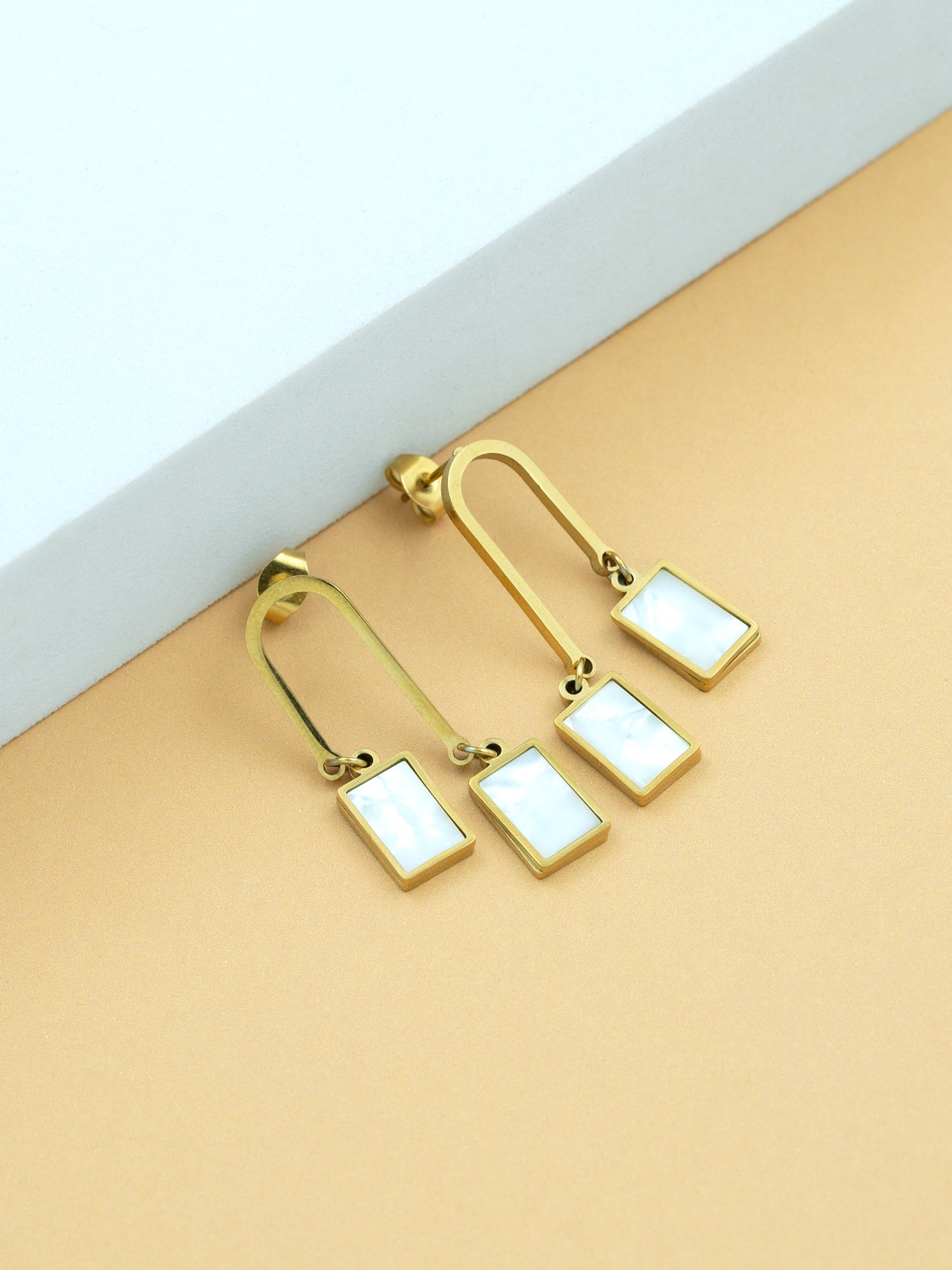 Artklim Geometric Mother of Pearl Anti-Tarnish Earrings