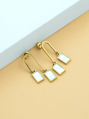 Artklim Geometric Mother of Pearl Anti-Tarnish Earrings