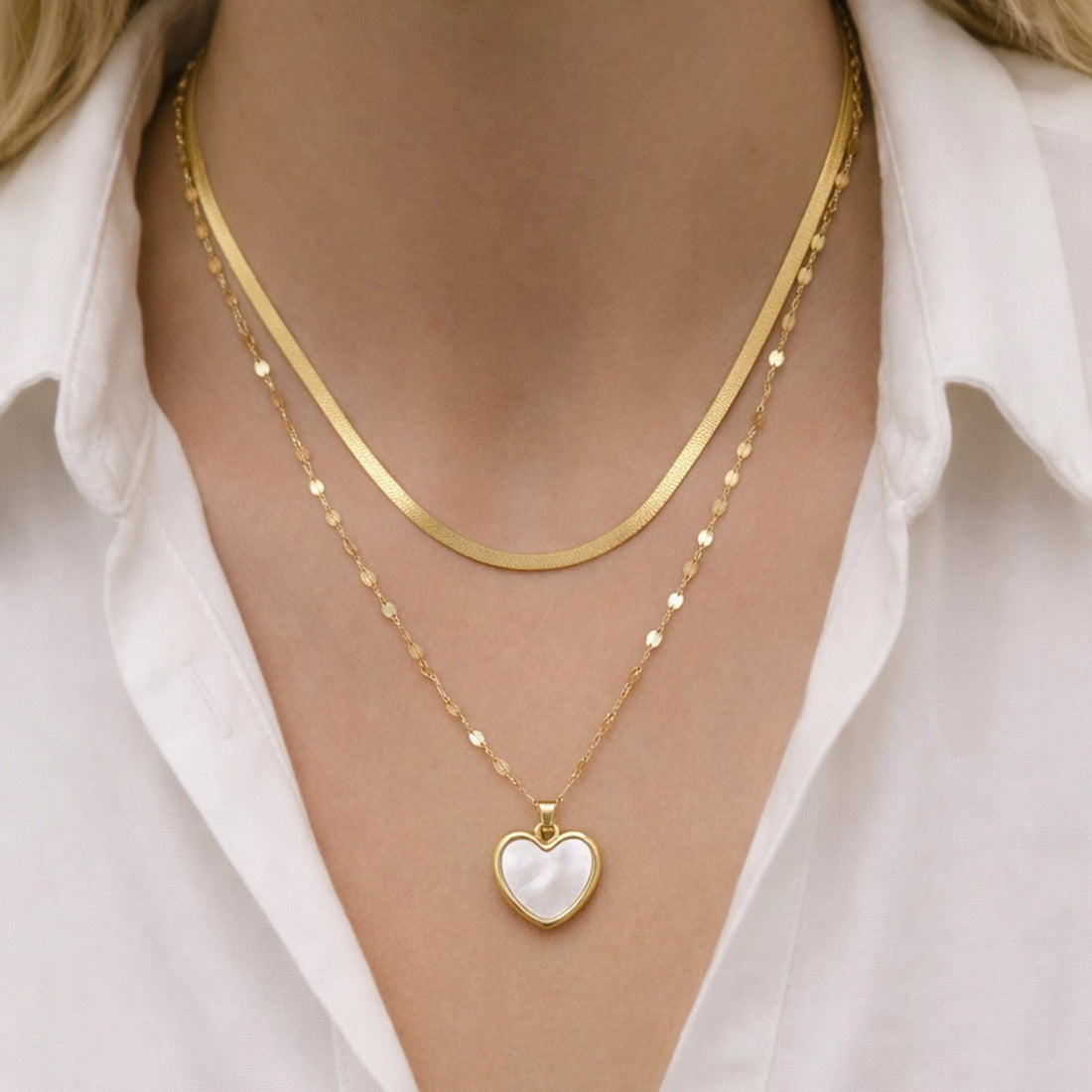 Artklim Gold-Plated Elegant Two-Layer Anti-Tarnish Pendant Necklace