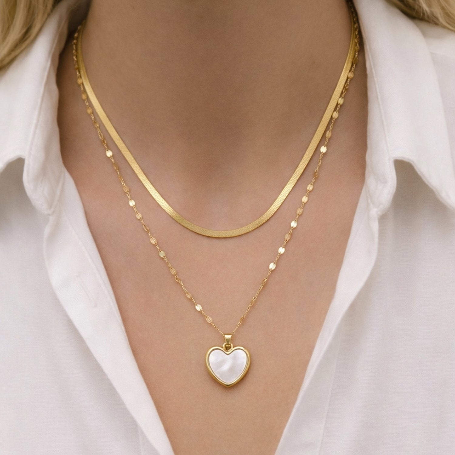 Artklim Gold-Plated Elegant Two-Layer Anti-Tarnish Pendant Necklace